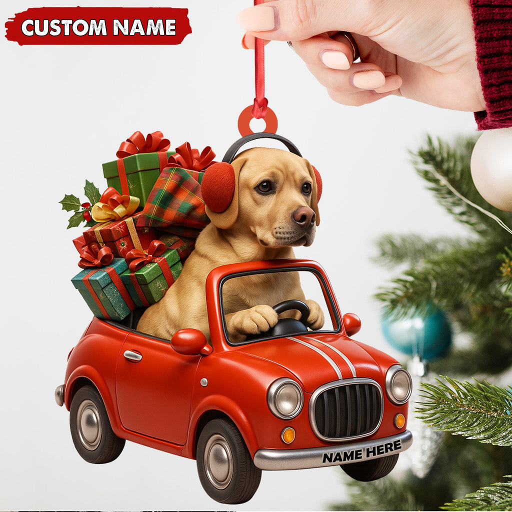 Personalized Funny Dog Driving Car Acrylic Christmas Ornament - 3D Christmas Decor Gift for Hunters & Outdoorsmen