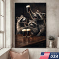 Funny Party Raccoon Wall Art Canvas Print, Wild Friends Celebration Animal Illustration