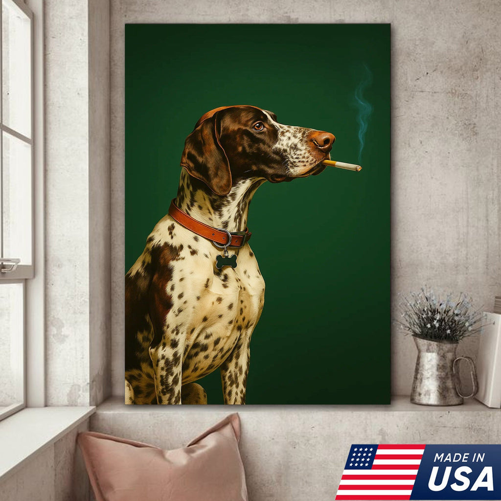 Funny Dog Canvas Wall Art, German Shorthaired Pointer Portrait