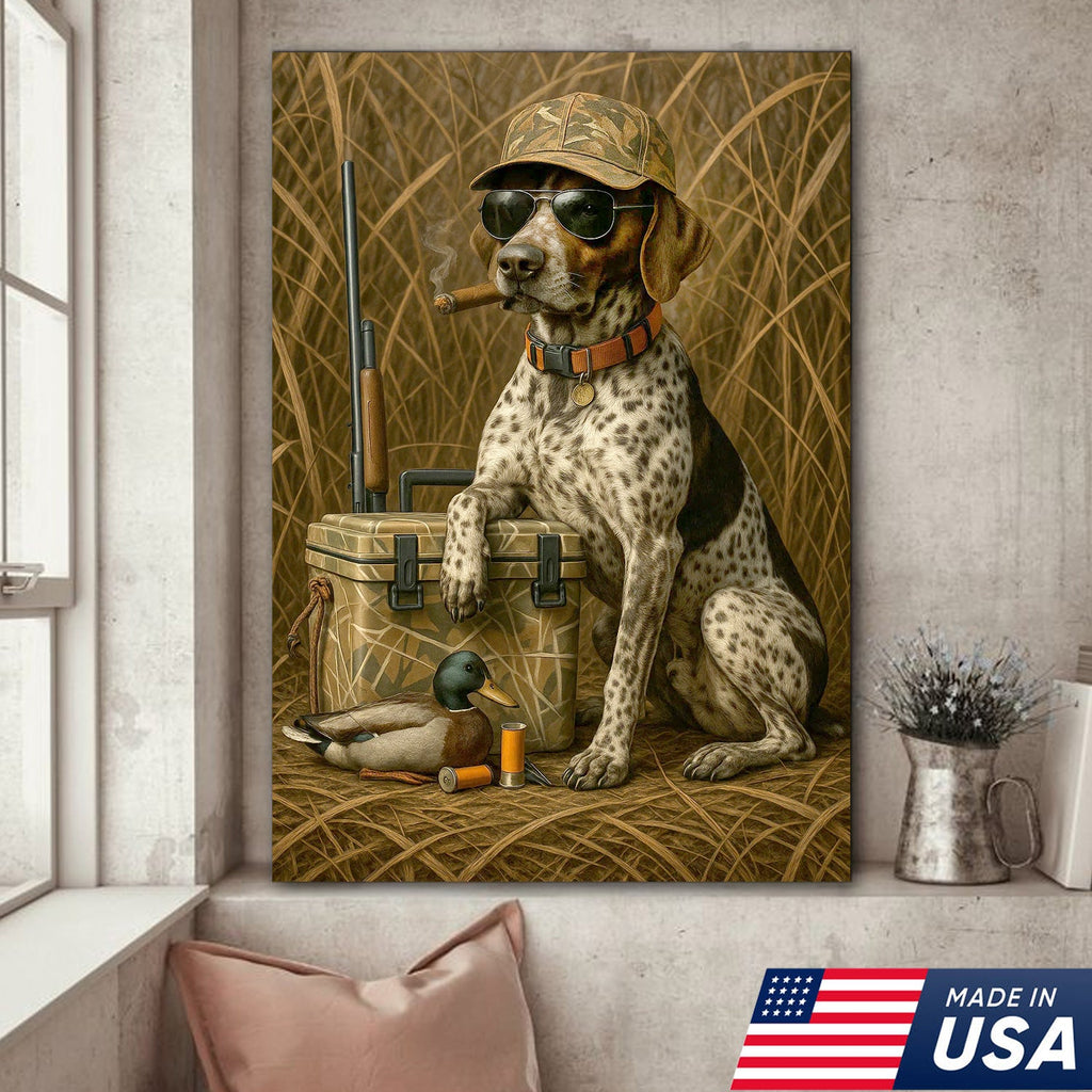 Hunting Dog Canvas Wall Art, Duck Hunter Retriever with Gear