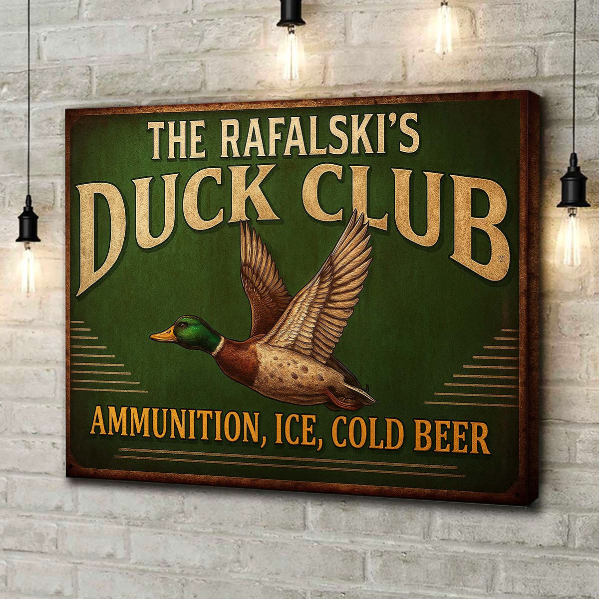 Personalized Duck Club Canvas Sign, Vintage Mallard Hunting Lodge Wall Art