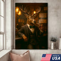 Deer Gentleman Wall Art – Classy Drinking & Smoking Canvas for Bar, Lodge & Man Cave Decor