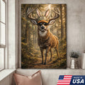 Funny Easter Deer Canvas Wall Art, Cool Egg Hunter Buck with Sunglasses