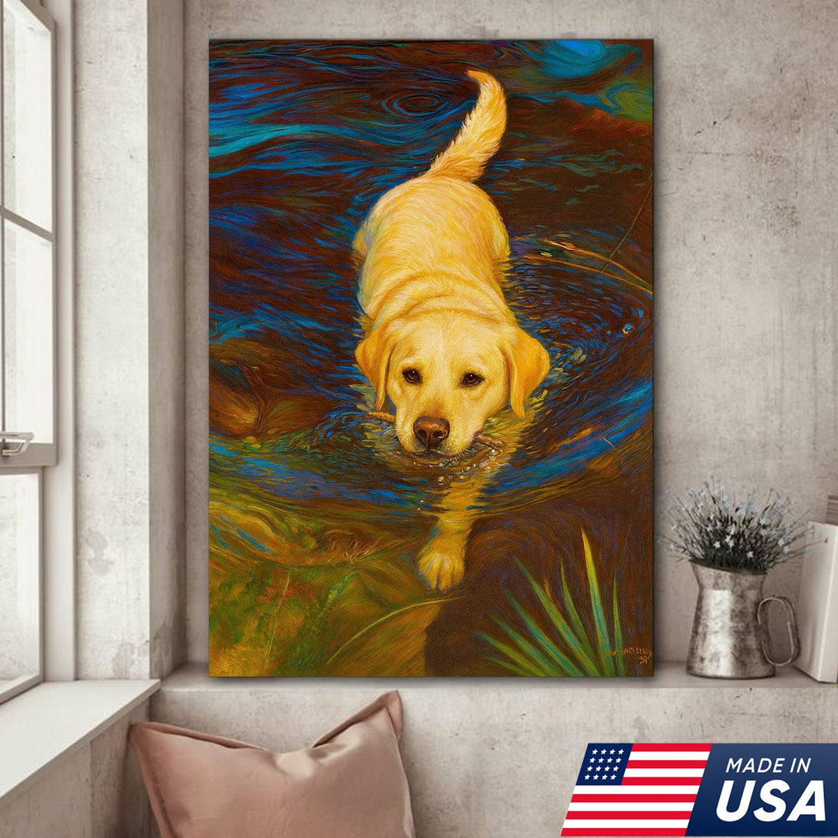 Yellow Labrador Retriever Wall Art – Dog Lover Gift, Pet Decor Canvas for Home & Cabin Style