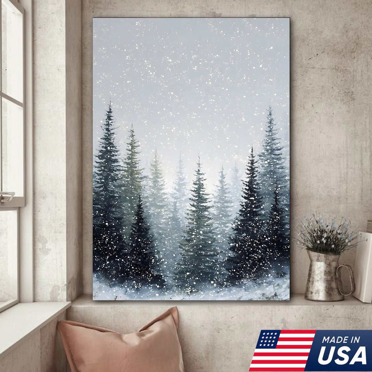 Silent Snowfall Forest Canvas