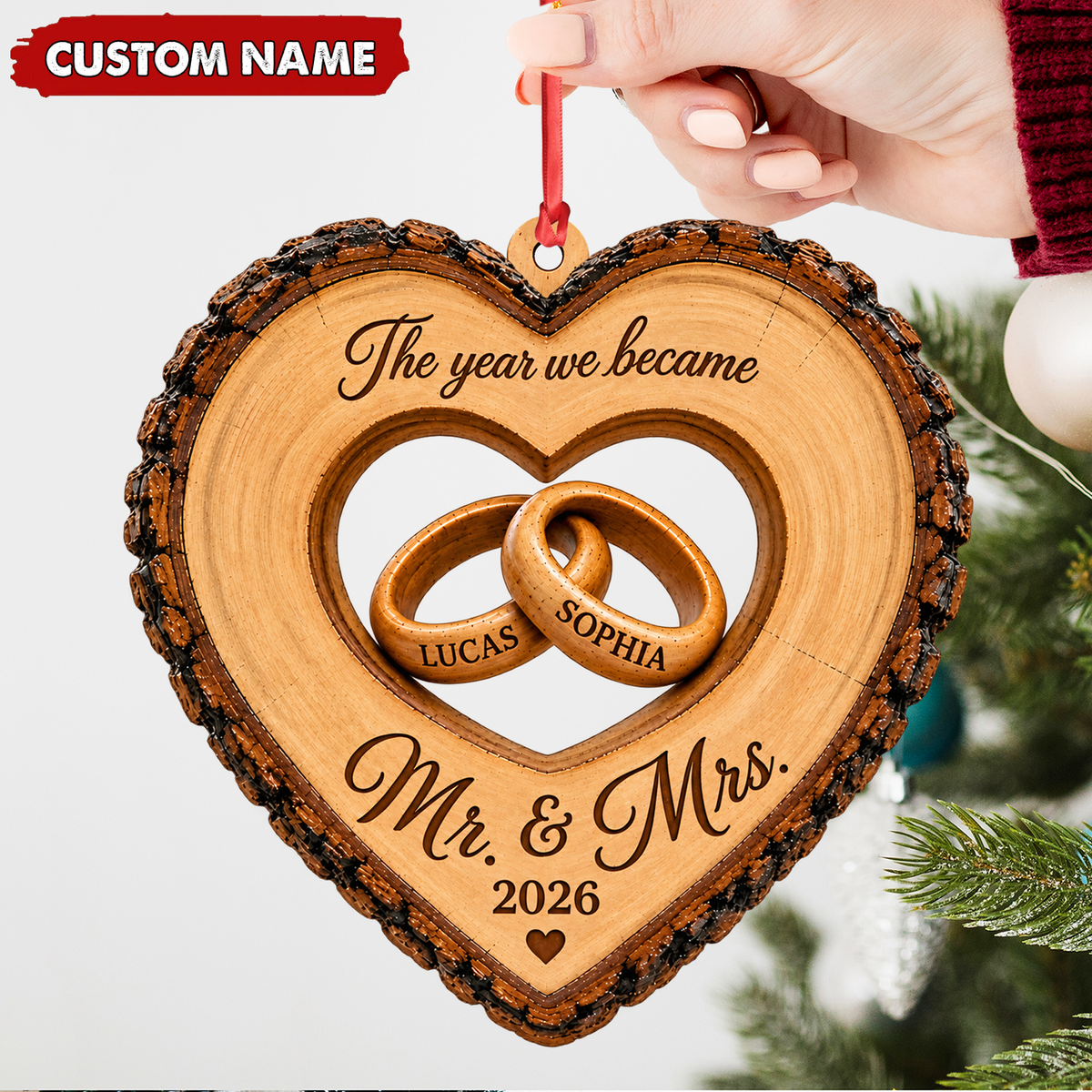 Personalized Mr and Mrs Christmas Ornament Custom Couple Wedding Keepsake
