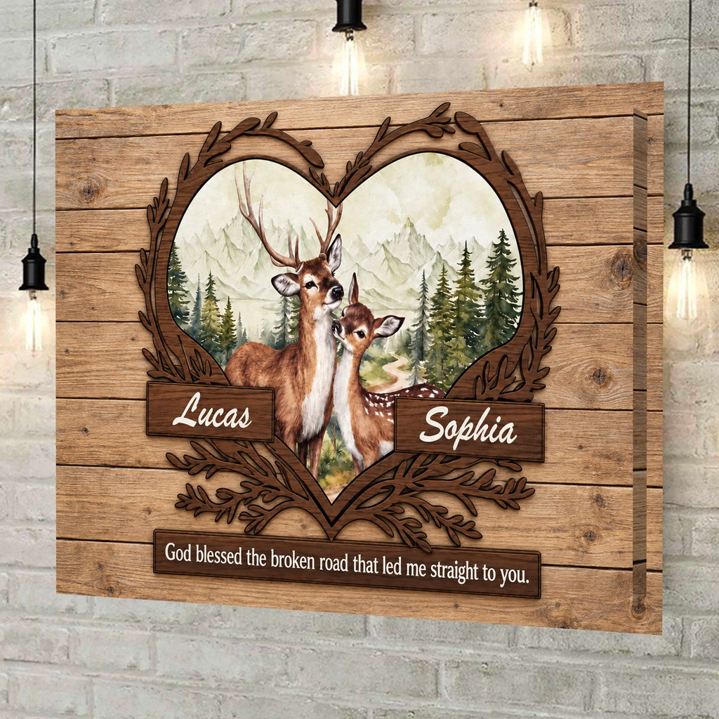 Personalized Deer Heart Love Canvas