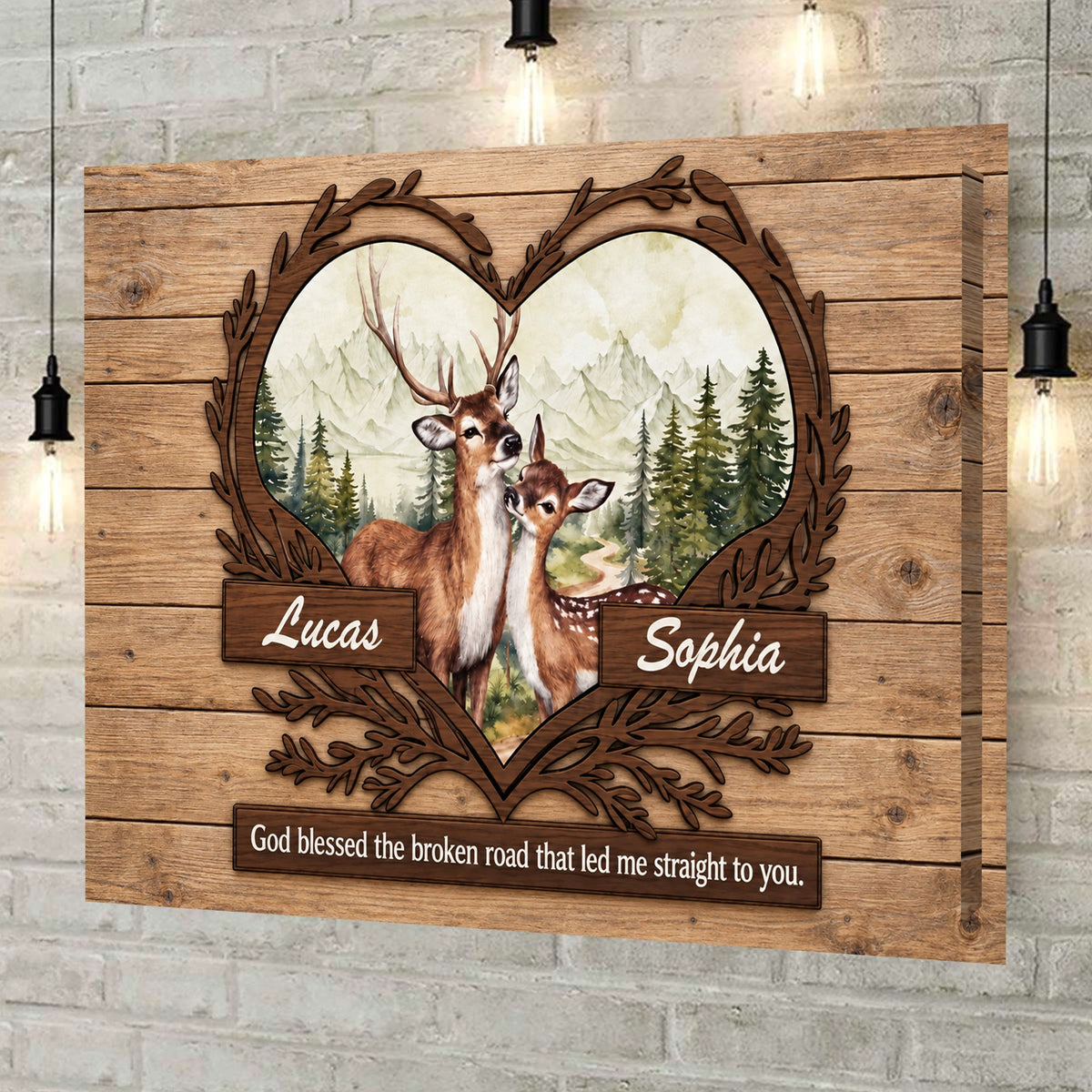 Personalized Deer Heart Love Canvas