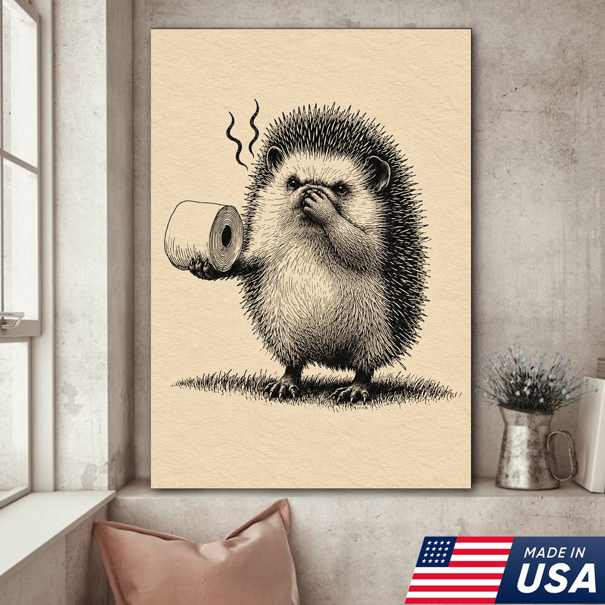 Stinky Hedgehog Humor Canvas
