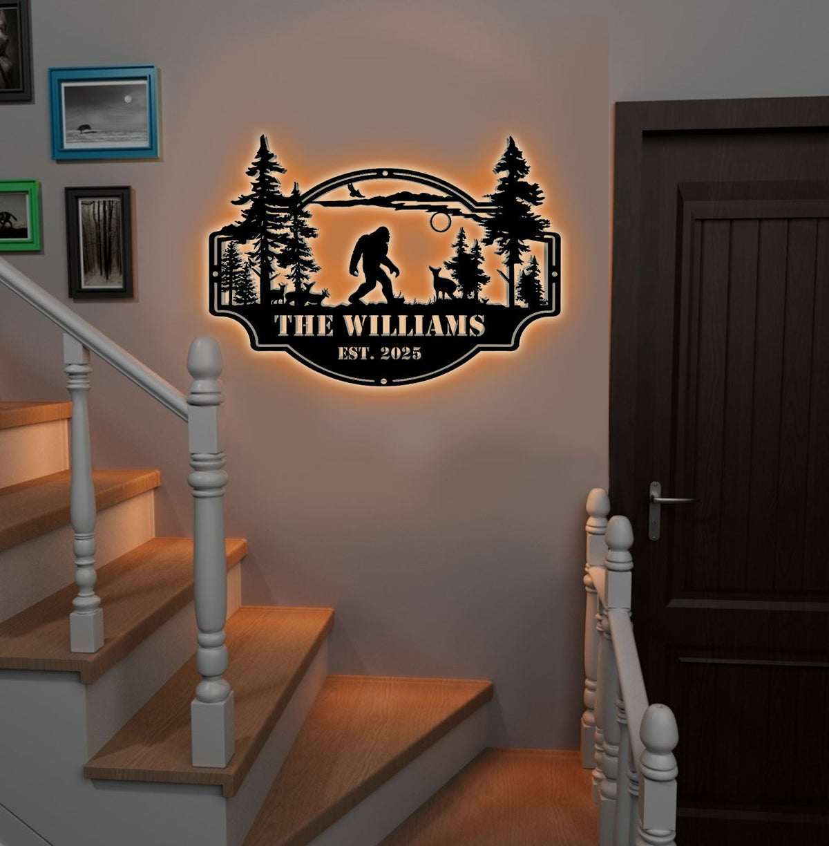 Personalized Bigfoot Metal Sign WITH LED/WITHOUT LED – Custom Name Sasquatch Wall Art