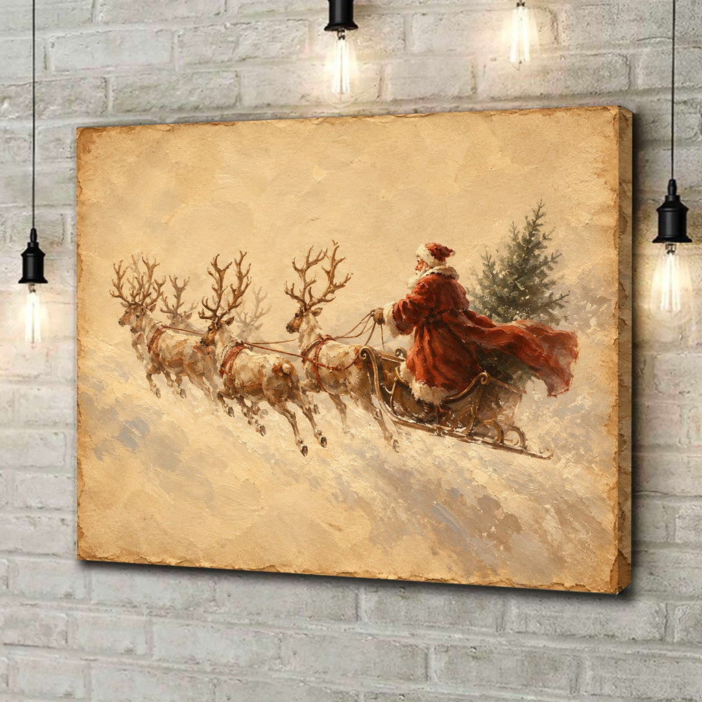 Vintage Santa Sleigh Canvas