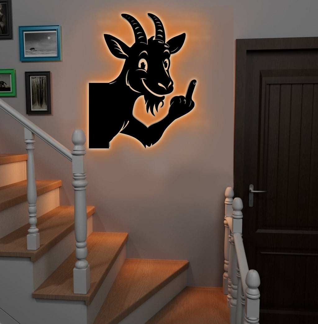 Funny Goat Metal Sign WITH LED/WITHOUT LED - Hilarious Farm Yard Decor