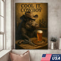 Funny Wild Boar Cowboy Canvas – Rustic Wildlife Bar Wall Art Gift for Hunters, Lodge and Cabin