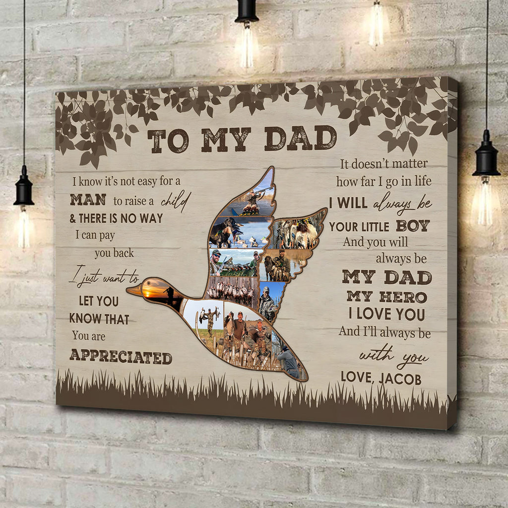 Personalized To My Dad Hunting Canvas – Custom Duck Hunting Gift for Dad, Father Son Hunting Wall Art
