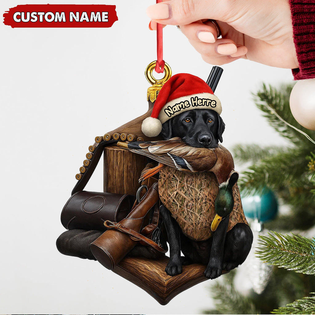 Personalized Duck Hunting Dog Ornament, Custom Name Christmas Gift for Hunters