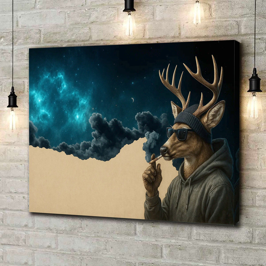 Cool Deer Canvas Art – Hipster Buck in Hoodie with Night product image 2