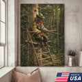 Funny Hunting Dog Wall Art, Dachshund Hunter Tree Stand Canvas