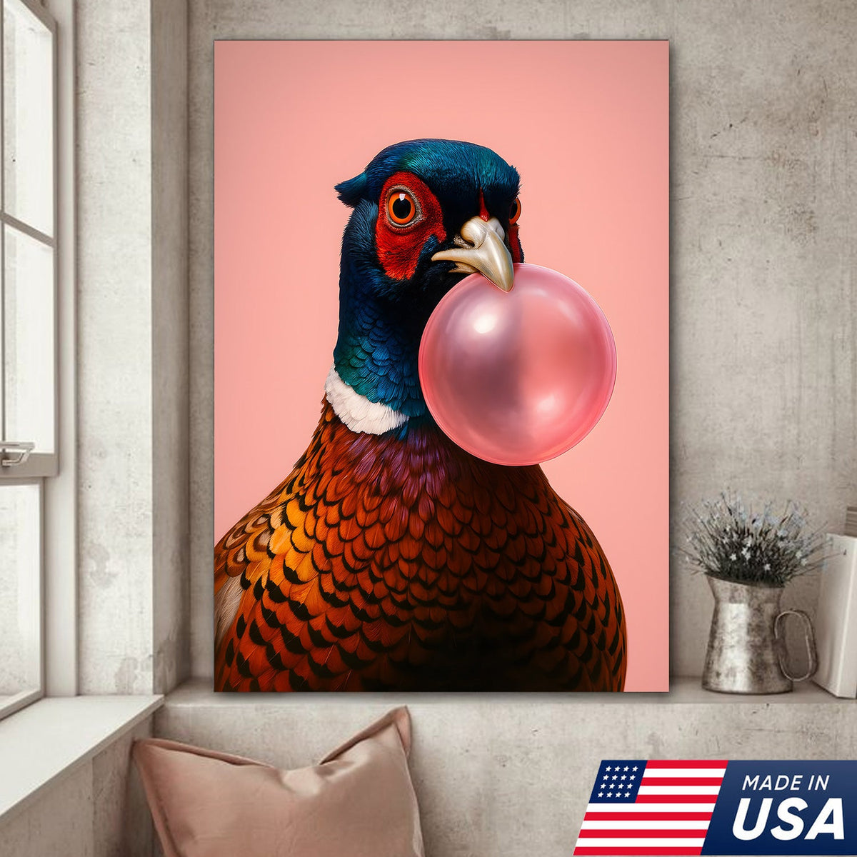 Funny Pheasant Canvas Wall Art – Unique Hunting Cabin Decor & Perfect Gift for Hunters
