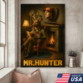 Funny Deer Hunter Wall Art, Rustic Cabin Decor for Hunters, Mr. Hunter Canvas Print