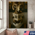 Funny Bighorn Sheep Bathroom Wall Art – Rustic Hunting Cabin & Man Cave Decor