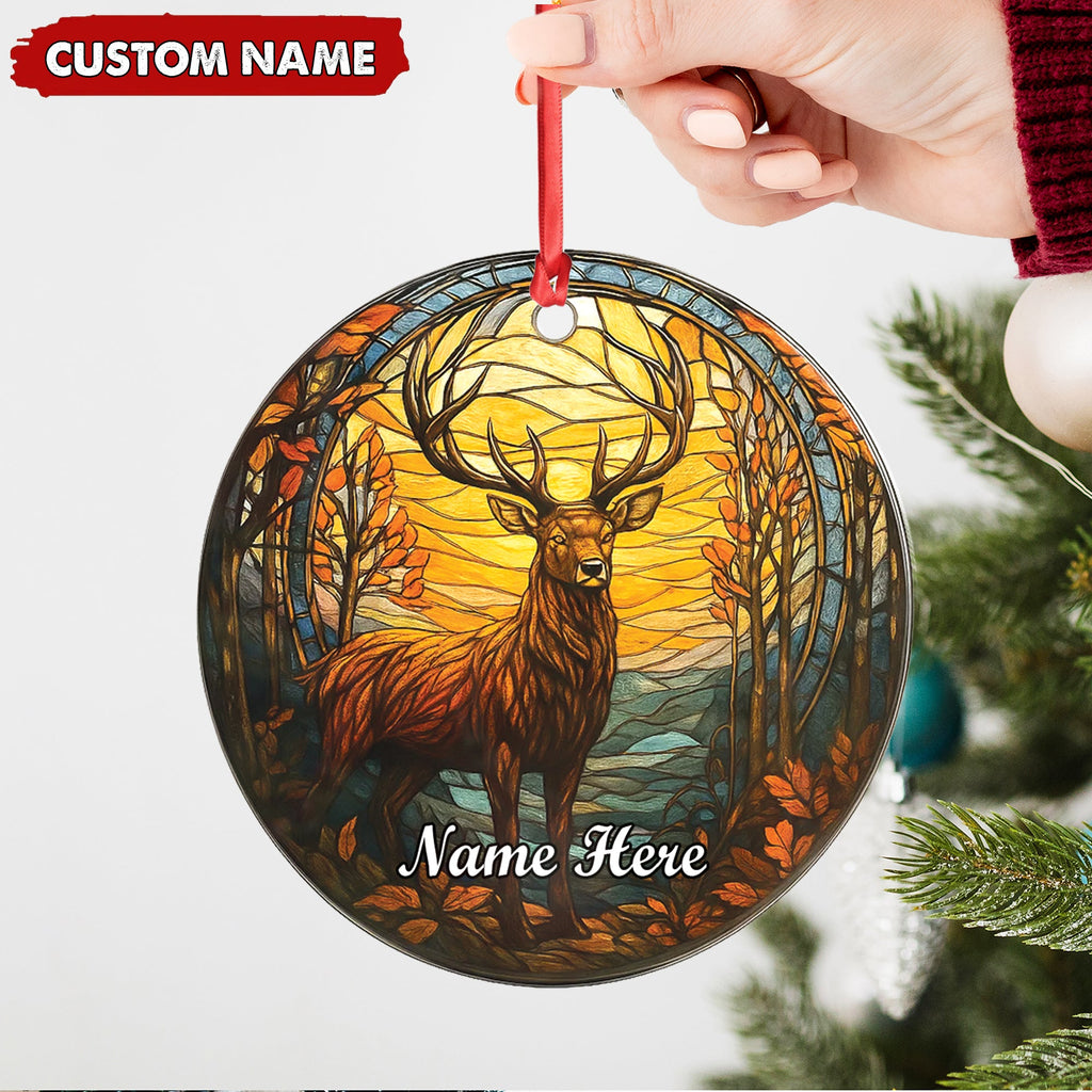 Personalized Deer Ornament, Custom Name Christmas Decoration, Rustic Woodland Animal Ornament for Holiday Tree