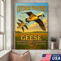 Geese Hunting Canvas Wall Art – Rustic Wildlife Wetlands Decor Gift for Hunters & Bird Lovers