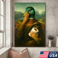 Funny Duck Canvas Wall Art, Parody Bathroom Artwork, Humorous Animal Portrait Decor