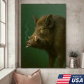 Wild Boar Canvas Wall Art – Rustic Hunting Lodge Decor – Nature Inspired Cabin Artwork