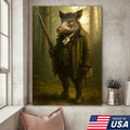 Funny Wild Boar Hunter Canvas Wall Art – Rustic Hunting Lodge Decor Gift for Hunters