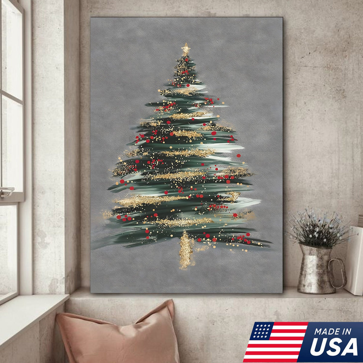 Golden Noel Christmas Canvas