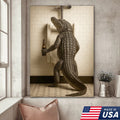 Alligator Bathroom Canvas Wall Art - Funny Rustic Lodge Decor for Cabin, Bar, and Wildlife Lovers