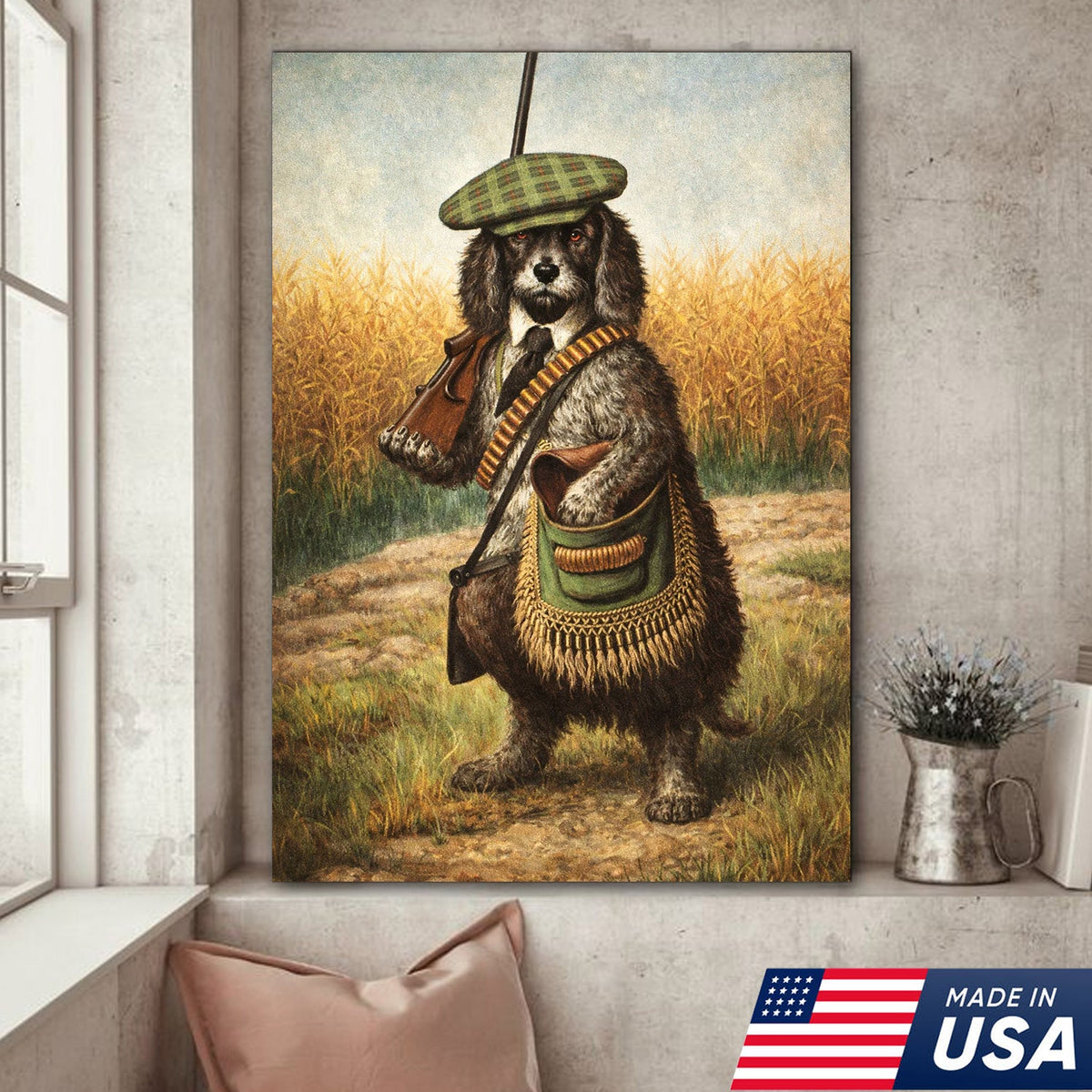 Funny Hunting Dog Wall Art, Vintage Hunter Dog Canvas