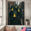 Urban Duck Gang Canvas Wall Art, Hooded Anthropomorphic Ducks Artwork