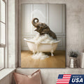 Elephant Bubble Bath Bathroom Wall Art Canvas, Funny Animal in Bathtub Bathroom Decor