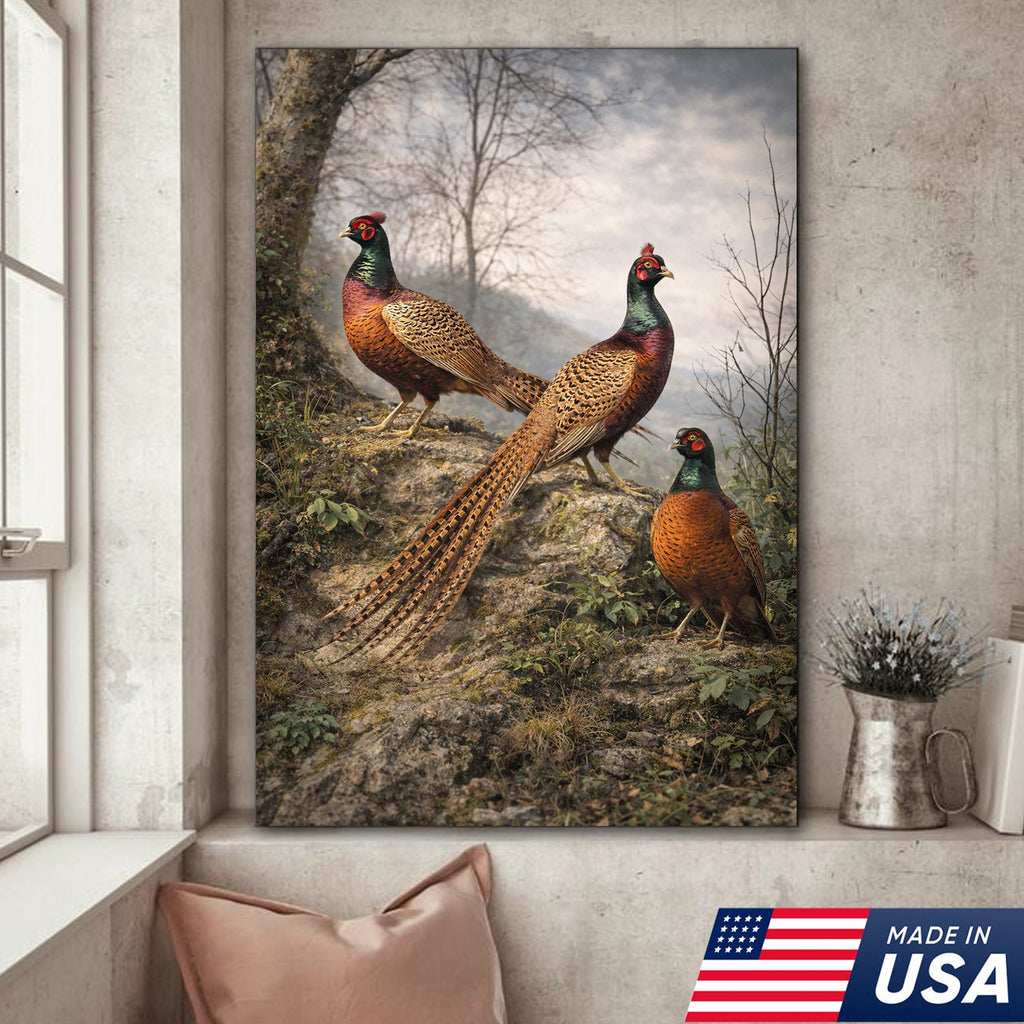 Pheasant Hunting Canvas Wall Art – Upland Bird Hunting Decor for Hunter Home