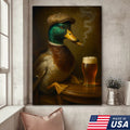 Mallard Duck Gentle Beer Smoking Canvas – Funny Rustic Wall Art for Hunters, Cabin, Bar & Man Cave