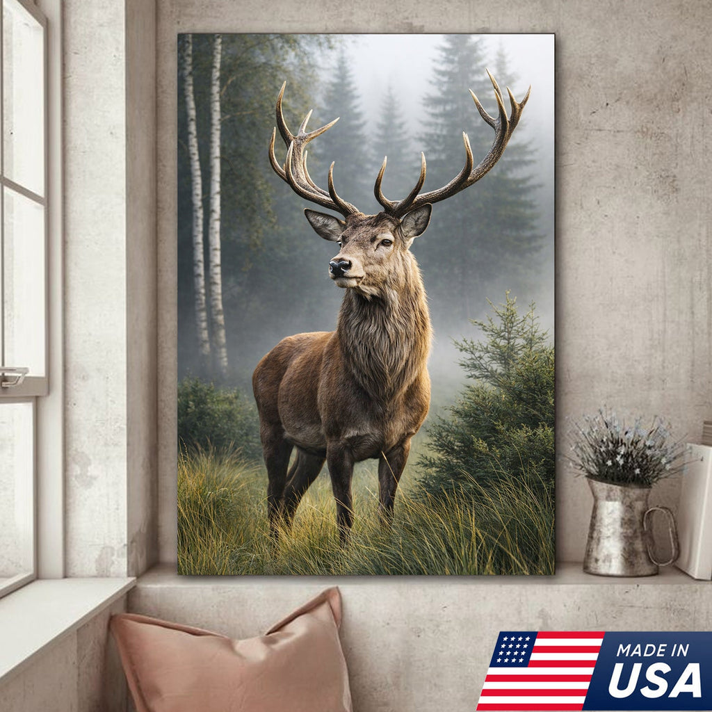 Deer Wall Art Canvas – Rustic Hunting Decor