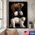 Stacked Bears Canvas Wall Art, Brown Bear Panda Polar Bear Totem Illustration