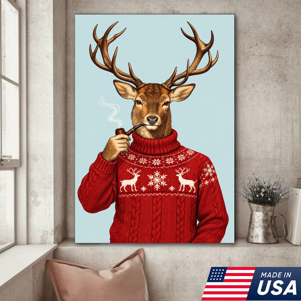 Cozy Christmas Buck Canvas
