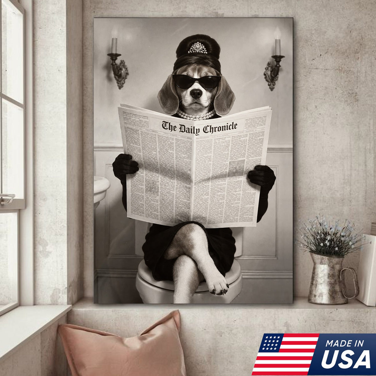 Classy Beagle Bathroom Canvas