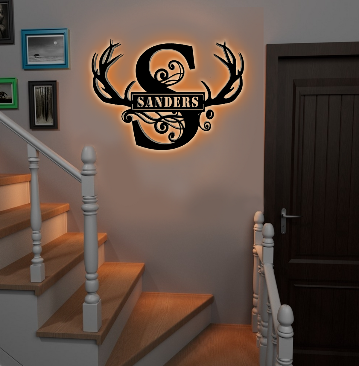 Personalized Deer Alphabet Antler Metal Sign – Custom Family Name Wall Decor for Hunters