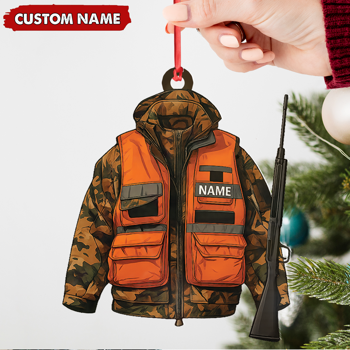 Personalized Hunter Ornament – Custom Camo Jacket Christmas product image 6