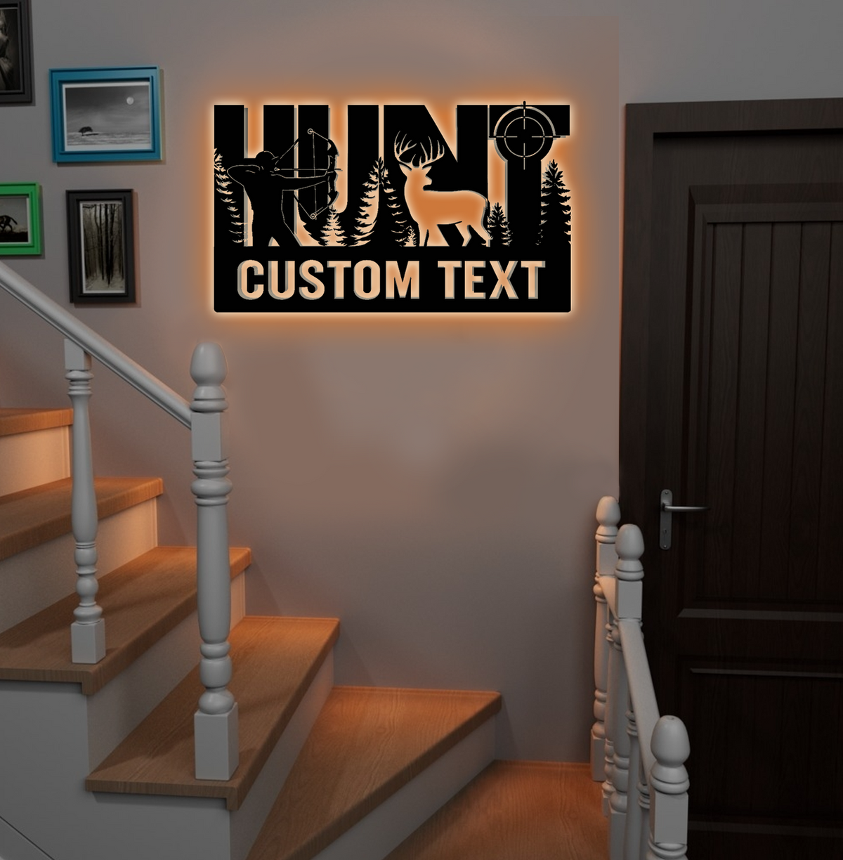 Personalized Bow Hunter Metal Sign WITH LED/WITHOUT LED, Custom Name Deer Light