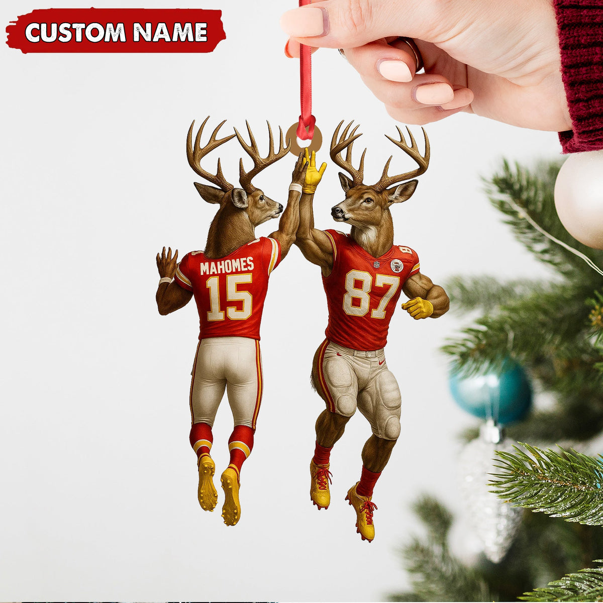 Personalized Football Christmas Ornament, Custom Name Deer product image 6