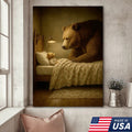 Mother Bear and Cub Canvas Wall Art, Whimsical Bedtime Wildlife Artwork