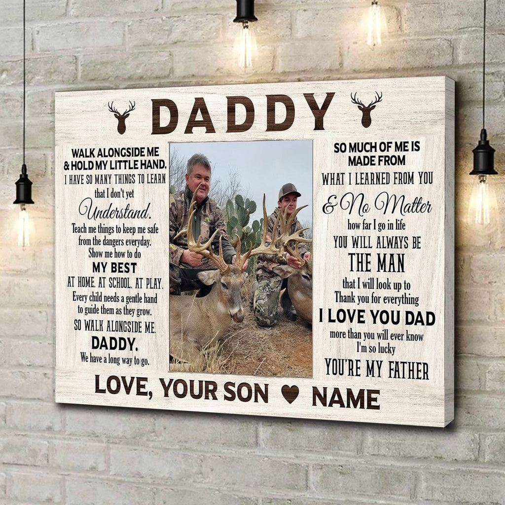 Personalized To My Dad Hunting Canvas – Daddy Gift from Son, Custom Name Hunting Wall Art