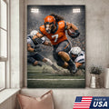 Wild Stallion Football Canvas Wall Art – Powerful Horse Athlete Stadium Action Print