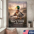 Don’t Duck With Me Canvas Wall Art, Funny Duck Chainsaw Artwork