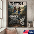 To My Son Hunting Canvas Wall Art, Father and Son Outdoor Journey Artwork