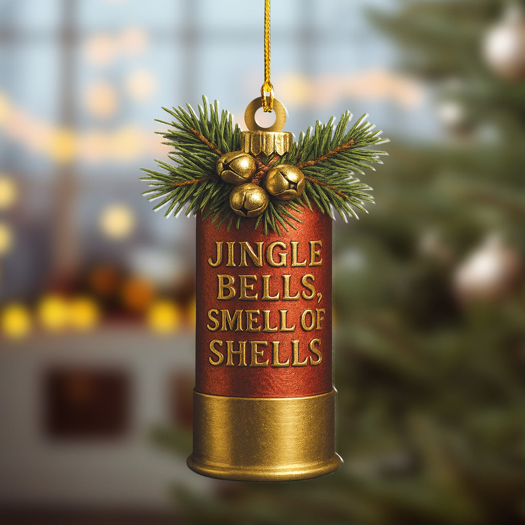 Funny Shotgun Shell Christmas Ornament – Rustic Hunting Tree Decoration Gift for Hunters